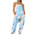thumbnail image 1 of up to 60% off Gifts Usmixi Womens Jumpsuits Wide Leg Loose Overalls Spaghetti Strap Jumpsuits with Pocket Casual Tie-Dye V-Neck Sleeveless Long Summer Rompers Sky Blue l, 1 of 6