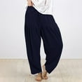 thumbnail image 1 of up to 60% off Gifts Usmixi Womens Plus Size Trousers Casual Solid Elastic Waist Drawstring Long Pants Loose Pleated Sports Wide Leg Straight Pants Navy s, 1 of 5