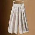 thumbnail image 1 of up to 60% off Gifts Usmixi Womens Plus Size Wide Leg Capris Casual Solid Loose Pleated High Waist Cropped Trousers Summer Breathable Cotton Linen 3/4 Pants Beige m, 1 of 6