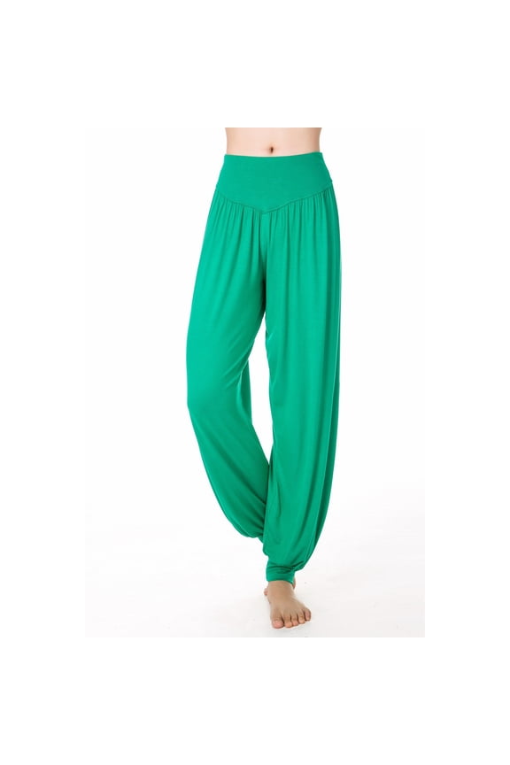 Gifts Usmixi Womens Sports Yoga Long Pants Fashion High Waist Plus Size Lantern Trousers Casual Solid Lightweight Workout Pleated Pants Green XXXL