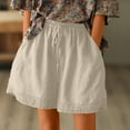 thumbnail image 1 of up to 60% off Gifts Usmixi Womens Summer Plus Size Shorts Casual Solid Drawstring Elastic Waist Straight Short Pants Lightweight Cotton Linen Shorts with Pocket White XL, 1 of 7