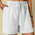 thumbnail image 1 of up to 60% off Gifts Usmixi Womens Summer Shorts Fashion Drawstring Elastic Waist Solid Plus Size Short Pants Comfy Cotton Loose Straight Leg Shorts with Pocket White XXXL, 1 of 7