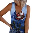 thumbnail image 1 of up to 60% off Gifts Usmixi Womens Tank Tops 4th of July Fashion Button Knitted Ribbed Slim Vest Shirts Summer Trendy Independence Day Print V-Neck Sleeveless Shirts Blouse Blue XXL, 1 of 5