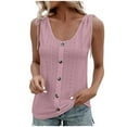 thumbnail image 1 of up to 60% off Gifts Usmixi Womens Tank Tops Beach Casual Solid Hollowed Button Down Shirts Vest with Drawstring Summer Trendy Plain Crewneck Sleeveless Shirts Blouse Pink l, 1 of 7