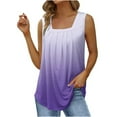 thumbnail image 1 of up to 60% off Gifts Usmixi Womens Tank Tops Beach Fashion Loose Fit Flowy Pleated Swing Ladies Tunic Vest Shirts Summer Trendy Gradient Square Neck Sleeveless Shirts Blouse Purple m, 1 of 4