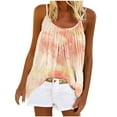thumbnail image 1 of up to 60% off Gifts Usmixi Womens Tank Tops Beach Fashion Loose Flowy Pleated Spaghetti Strap Shirts Summer Trendy Tie-Dye Round Neck Sleeveless Shirts Blouse Orange XL, 1 of 5