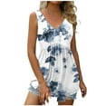 thumbnail image 1 of up to 60% off Gifts Usmixi Womens Tank Tops Beach High Waist Pleated Hem Ladies Fashion Tunic Shirts Summer Trendy Floral Print V-Neck Sleeveless Shirts Blouse Light Blue s, 1 of 5