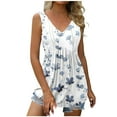 thumbnail image 1 of up to 60% off Gifts Usmixi Womens Tank Tops Beach High Waist Pleated Hem Ladies Fashion Tunic Shirts Summer Trendy Floral Print V-Neck Sleeveless Shirts Blouse White l, 1 of 5