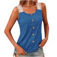 thumbnail image 1 of up to 60% off Gifts Usmixi Womens Tank Tops Breathable Comfy Button Down Elegant Lace Trim Tunic Vest Summer Trendy Solid Scoop Neck Sleeveless Shirts Blouse Blue m, 1 of 6