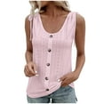 thumbnail image 1 of up to 60% off Gifts Usmixi Womens Tank Tops Casual Button Down Breathable Comfy Hollowed Vest Shirts with Strappy Summer Trendy Solid Scoop Neck Sleeveless Shirts Blouse Pink s, 1 of 7