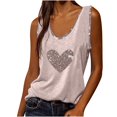 thumbnail image 1 of Gifts Usmixi Womens Tank Tops Casual Fashion Loose Fit Comfy Going out Vest Shirts Summer Trendy Heart Print Scoop Neck Sleeveless Shirts Blouse Khaki s, 1 of 7