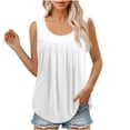 thumbnail image 1 of up to 60% off Gifts Usmixi Womens Tank Tops Casual Loose Pleated Swing Lightweight Tunic Shirts Vest Summer Trendy Solid Round Neck Sleeveless Shirts Blouse White l, 1 of 6