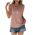 thumbnail image 1 of up to 60% off Gifts Usmixi Womens Tank Tops Casual Soft Knitted Ribbed Quarter Zipper Pocket Tunic Vest Summer Trendy Solid Scoop Neck Sleeveless Shirts Blouse Pink XL, 1 of 5