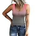 thumbnail image 1 of Gifts Usmixi Womens Tank Tops Fashion Button up Knitted Ribbed Slim Fit Tunic Vest Shirts Summer Trendy Gradient Print Scoop Neck Sleeveless Shirts Blouse Red XXL, 1 of 6
