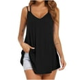 thumbnail image 1 of up to 60% off Gifts Usmixi Womens Tank Tops Fashion Floral Loose Swing Going out Spaghetti Strap Tees Tops Summer Trendy Solid V-Neck Sleeveless Shirts Blouse Black m, 1 of 3