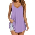 thumbnail image 1 of up to 60% off Gifts Usmixi Womens Tank Tops Fashion Floral Loose Swing Going out Spaghetti Strap Tees Tops Summer Trendy Solid V-Neck Sleeveless Shirts Blouse Purple m, 1 of 5