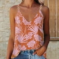 thumbnail image 1 of up to 60% off Gifts Usmixi Womens Tank Tops Floral Print V-Neck Sleeveless Shirts Beach Vacation Lightweight Sexy Metal Spaghetti Strap Blouses Orange XXL Clothes, 1 of 6