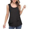 thumbnail image 1 of up to 60% off Gifts Usmixi Womens Tank Tops Mesh Patchwork Fashion Going out Lightweight Tunic Vest Shirts Summer Trendy Solid Scoop Neck Sleeveless Shirts Blouse Black s, 1 of 7
