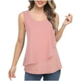 thumbnail image 1 of up to 60% off Gifts Usmixi Womens Tank Tops Mesh Patchwork Fashion Going out Lightweight Tunic Vest Shirts Summer Trendy Solid Scoop Neck Sleeveless Shirts Blouse Pink XXL, 1 of 7