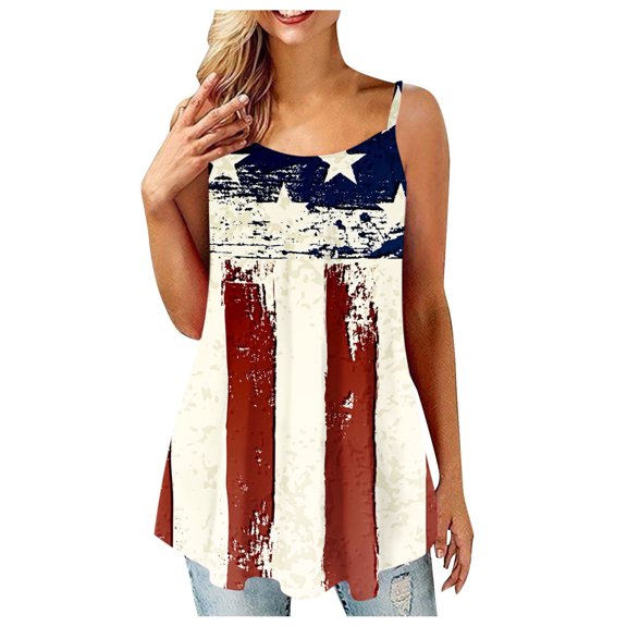 up to 60% off Gifts Usmixi Womens Tank Tops Plus Size Flowy Pleated Swing Spaghetti Strap Tops Cami Tunic Vest Summer Fashion Gradient Round Neck Sleeveless Shirts Blouse Khaki XXL