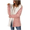 thumbnail image 1 of up to 60% off Gifts Weekly Deals Fleece Coat for Women Faux Suede Jacket for Women Casual Solid Long Sleeve Hooded Trench Coat Soft Cozy Plush Padded Warm Outwear with Pocket Winter Fleece Coat, 1 of 7