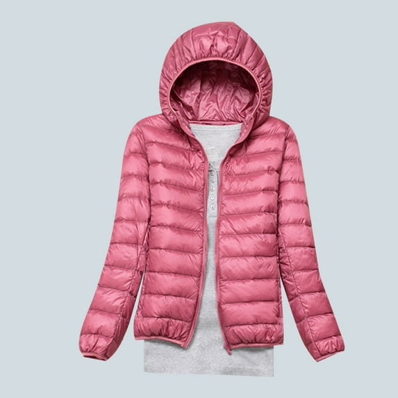 up to 60% off Gifts Winter Womens Down Coat Puffer Jacket for Women Plus Size Lightweight Thin Cotton Down Coat Long Sleeve Casual Solid Pocket Open Zipper Hooded Outwear 2023 Down Coat
