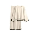 thumbnail image 1 of up to 60% off Gifts Womens Lounge Set Womens 2 Pieces Palazzo Pant Set Side Slit Long Sleeve Pullover Tops Matching Outfit Set Ladies Casual Solid Loose Homewear Set Under $5, 1 of 6
