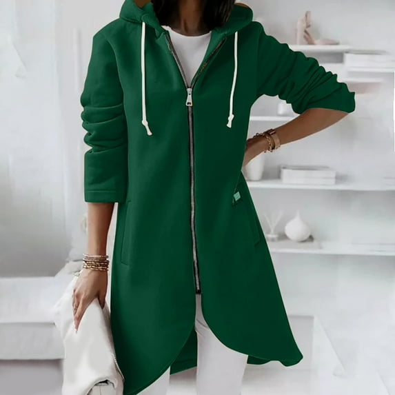 up to 60% off Gifts Womens Sweatshirt Coat Hooded Jacket for Women Fashion Open Front Zipper Irregular Hem Hoodies Sweater Coat Plus Size Solid Pocket Long Outwear Winter Sweatshirt Coat