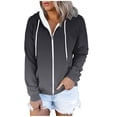 thumbnail image 1 of up to 60% off Gifts Womens Sweatshirt Coat Hoodies Coat Top for Women Long Sleeve Open Front Zipper Drawstring Hooded Sweatshirt Casual Solid Loose Pocket Outwear Winter Sweatshirt Coat, 1 of 4