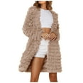 thumbnail image 1 of Usmixi Faux Fur Coat for Women Faux Furry Jacket for Women Long Sleeve Casual Solid Plus Size Plush Trench Coats Cozy Soft Fluffy Fuzzy Fleece Long Outwear Winter Faux Fur Coat, 1 of 5