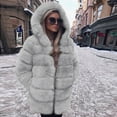 thumbnail image 1 of up to 60% off Gifts Womens Winter Faux Fur Coat Fluffy Plush Coat for Women Plus Size Fuzzy Fleece Open Front Hooded Outerwear Casual Solid Fuzzy Fleece Jacket with Pocket Faux Fur Coat, 1 of 4