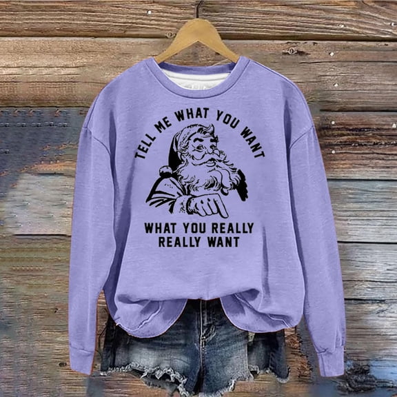 up to 60% off Gifts up to 60% off Gifts Wycnly Christmas Sweater Christmas Santa Claus Sweatshirt for Women Trendy Letter Print Oversized Sweatshirt Ladies Round Neck Long Sleeve Pullover Blouses Tops