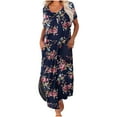 thumbnail image 1 of up to 60% off Gifts wycnly Formal Dresses for Women Loose Button up Irregular Slit Vintage Long Dresses with Pocket V-Neck Short Sleeve Floral Print Summer Maxi Dress Navy XXL, 1 of 6