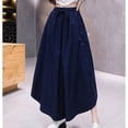 thumbnail image 1 of up to 60% off Gifts wycnly Womens Drawstring Trousers Fashion Loose Irregular Wide Leg High Waist Long Pants Casual Solid Pocket Pants with Drawstring Blue Free Size, 1 of 7