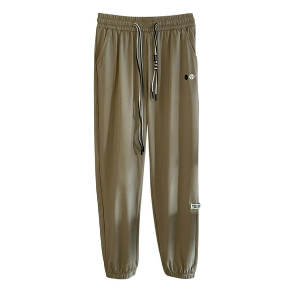 up to 60% off Gifts wycnly Womens Quick Drying Sports Pants Casual Solid Drawstring Elastic Waist Lightweight Trousers Loose Wide Leg Workout Long Pants with Pocket Khaki l