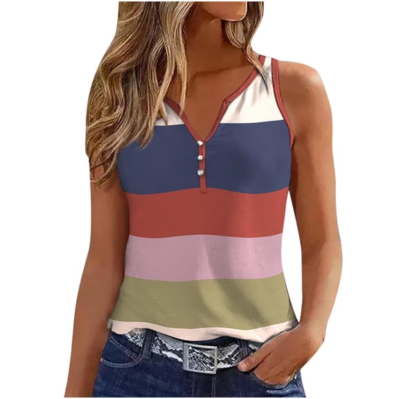 up to 60% off Gifts wycnly Womens Tank Tops Beach Fashion Slim Fit Lightweight Button up Tshirts Vest Summer Trendy Marbled Print V-Neck Sleeveless Shirts Blouse Navy s