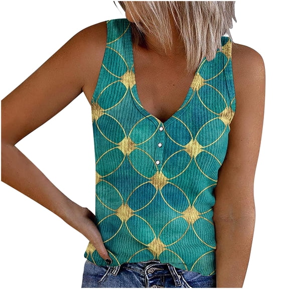 up to 60% off Gifts wycnly Womens Tank Tops Fashion Button up Soft Knitted Ribbed Slim Fit Vest Shirts Summer Trendy Polka Dot Print V-Neck Sleeveless Shirts Blouse Mint Green m