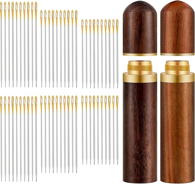 (60 Gold Needles) Easy SelfThreading Needles Kit for Hand Held Sewing