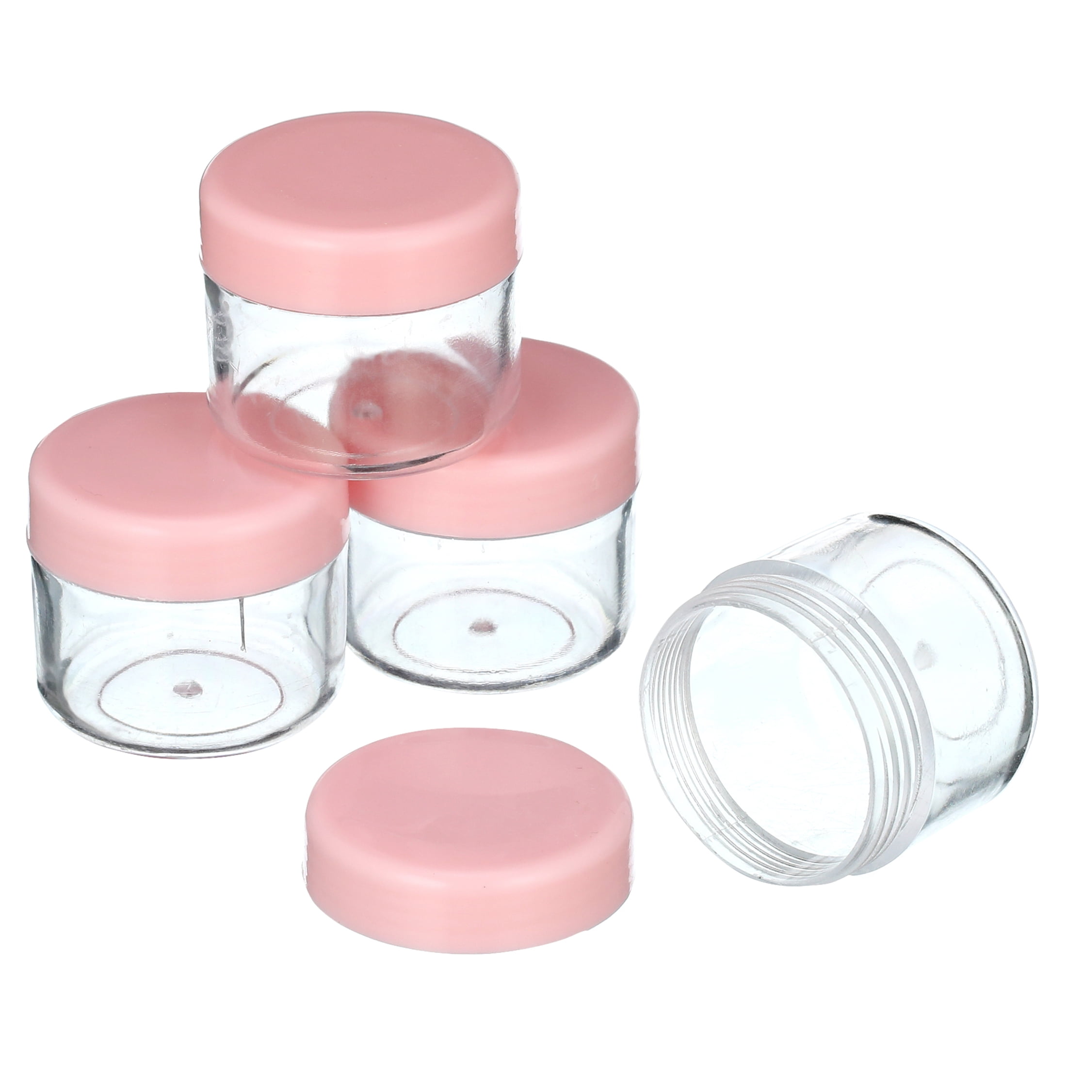 6ml Round Glass Concentrate Jar w/ Silicone Lids - Pink Lids