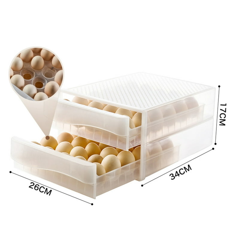 Fridja 30 Grid Egg Holder for Refrigerator, 3-Layer Egg Storage Container,  Plastic Chicken Egg Tray Egg Fresh Storage Box for Kitchen Fridge and Table
