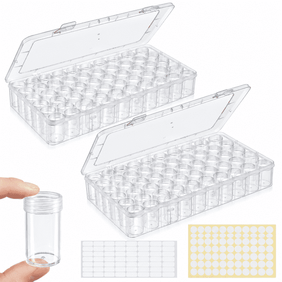 60 Grids Bead Organizer and Storage Diamond Painting Containers Portable Plastic Case Box Arts Crafts Storage for Seeds Beads Sewing Cosmetic Nail Glitter Powder Small Parts Rhinestones