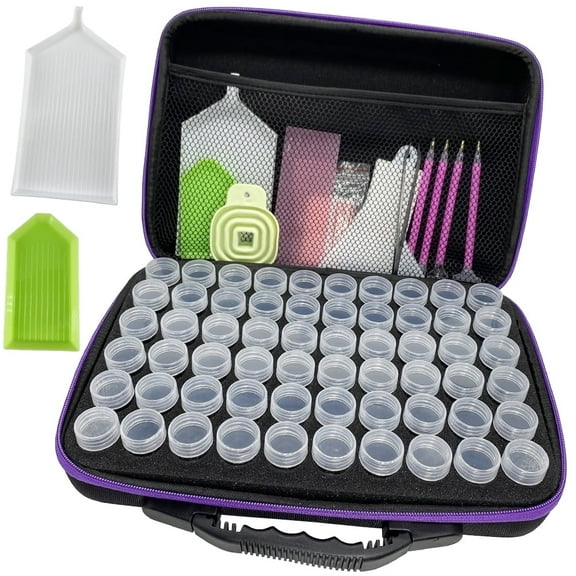 60 Grids Bead Storage Box, Diamond Painting Storage Containers, 5d Diamond Painting Tools Set for Jewelry Beads Rings Charms Glitter Rhinestones