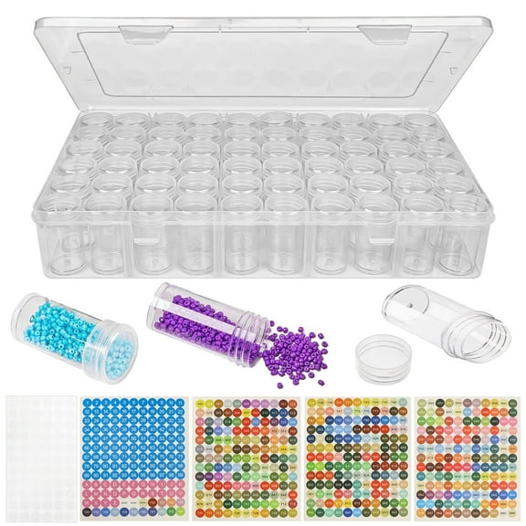 60 Grid Bead Storage Container with Labels, Diamond Art Bead Organizer for Crafts and Jewelry Making