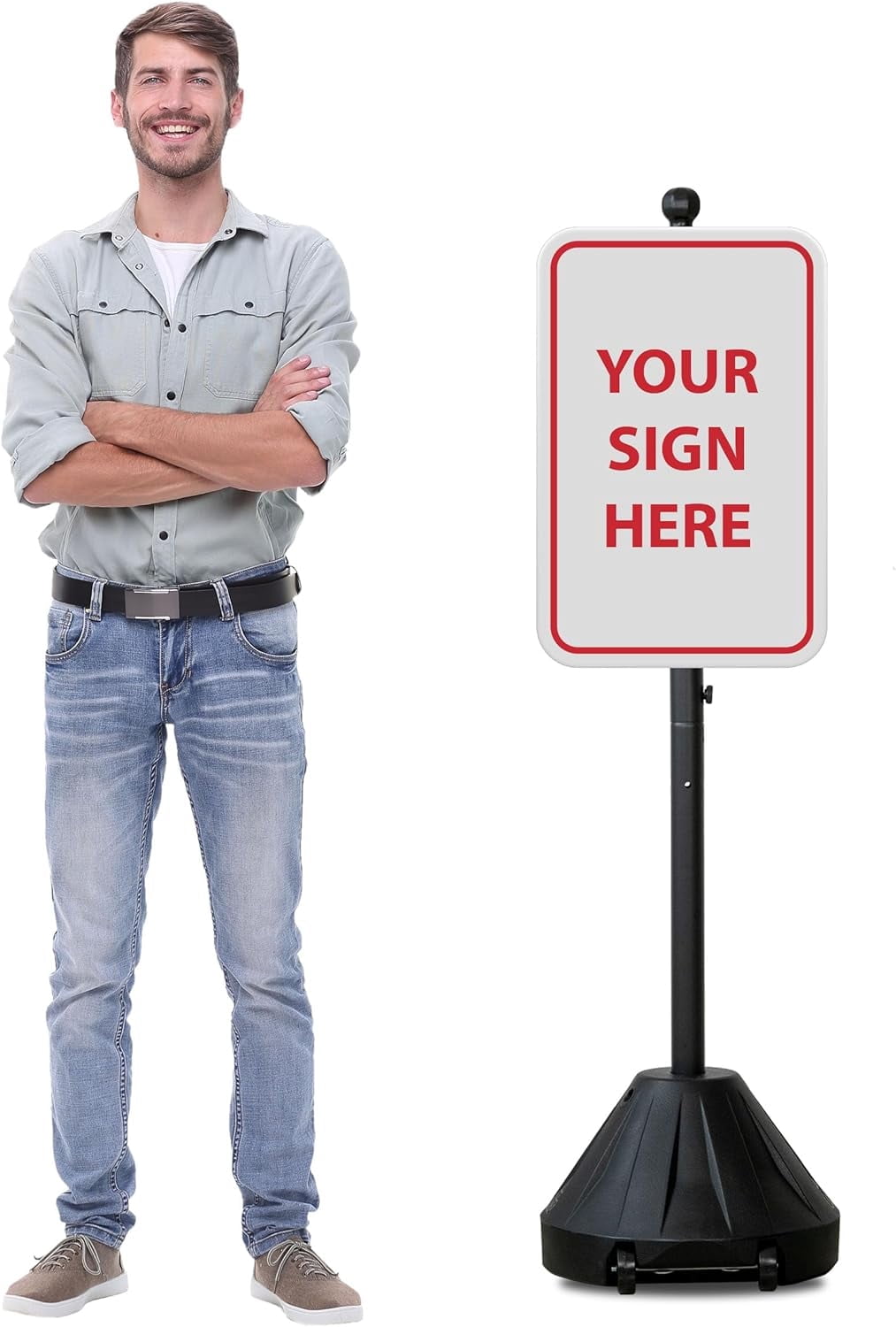 Sign Rider Storage 60” Grip N Tip Portable Sign Holder with Wheels | Customizable Sign ...