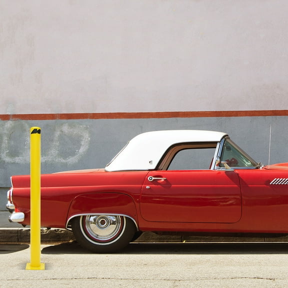 60" H 4.5" D Safety Bollard Post Pipe Steel Barrier Yellow Coat with 4 Bolt