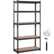 60"H 5 Tier Adjustable Heavy Duty Storage Shelving Unit, 2000 lbs Capacity Metal Garage Shelf Organizer Rack for Kitchen Pantry Basement Laundry, Black