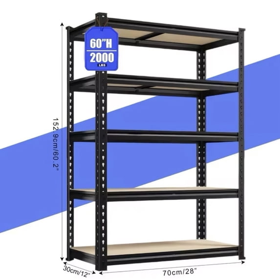 60"H Garage Shelving Storage Shelves 2000LBS Capacity Heavy Duty