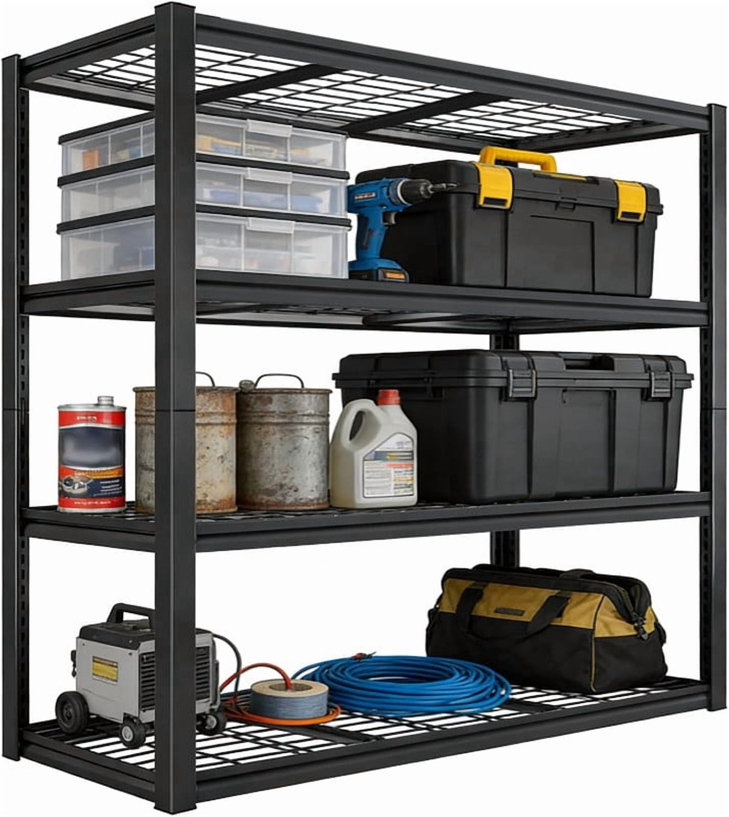 60''H Garage Shelf Storage  Shelving Unit, 4 Tiers Storage Racks, Free Standing Heavy Duty Metal Adjustable Shelves