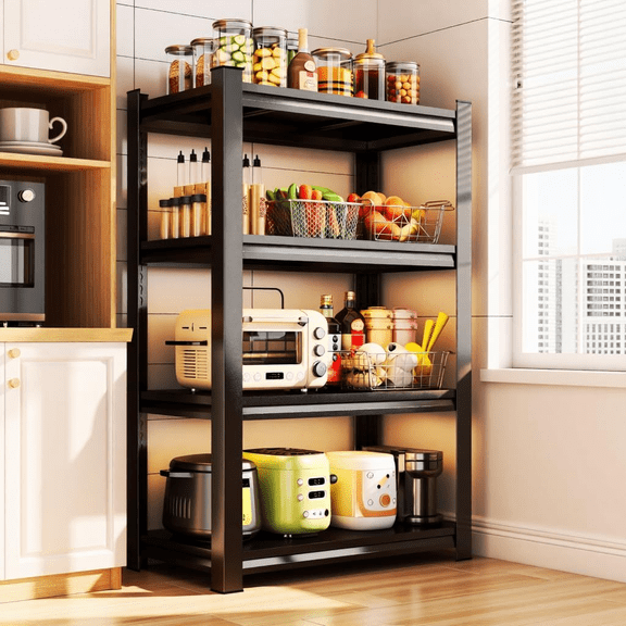 60"H Metal Garage Shelving Units,4 Tier Heavy Duty Shelving Unit,2200 Lbs,Adjustable Storage Shelf Rack,Dual-Column Utility Steel Storage Shelves for Kitchen Pantry Basement Bathroom Office 28"W*14"D