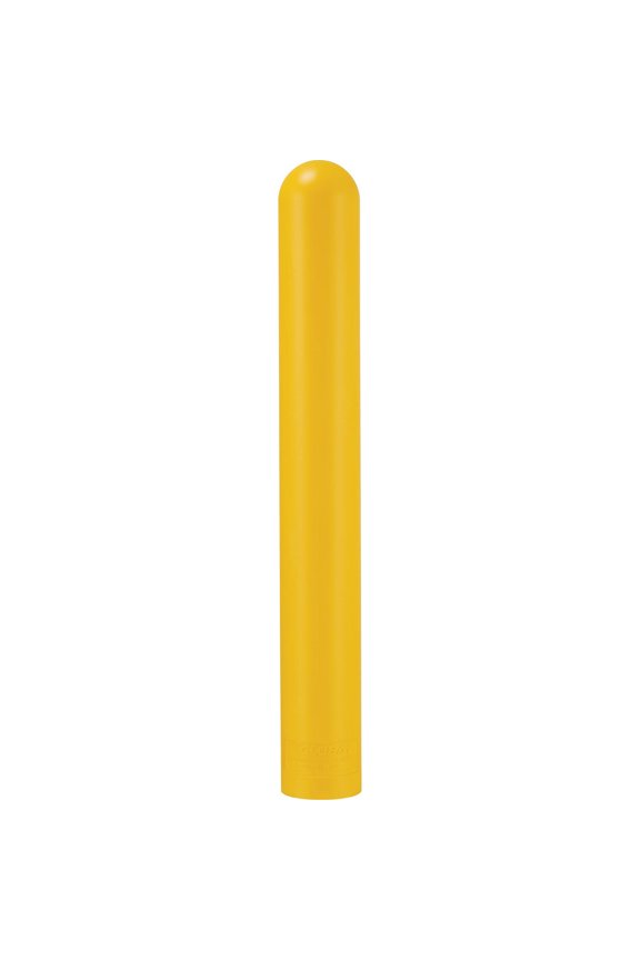 60"H Smooth Bollard Post Sleeve, 6"  HDPE Dome Top, Yellow